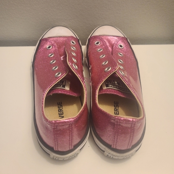 Converse All Star Kids Pink Glittery Sneakers - Picture 4 of 9
